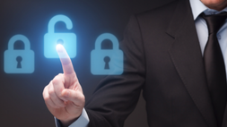 a man unlocking a virtual padlock