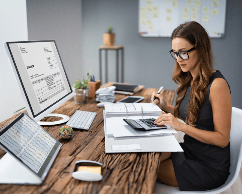 Woman calculating finances