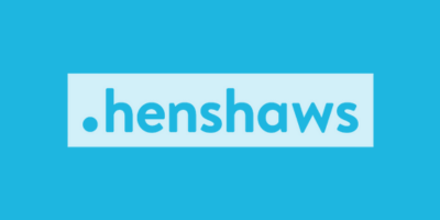Henshaws White Logo + Blue Background