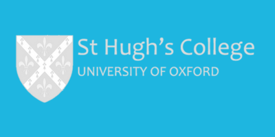 St Hughs College White Logo + Blue Background